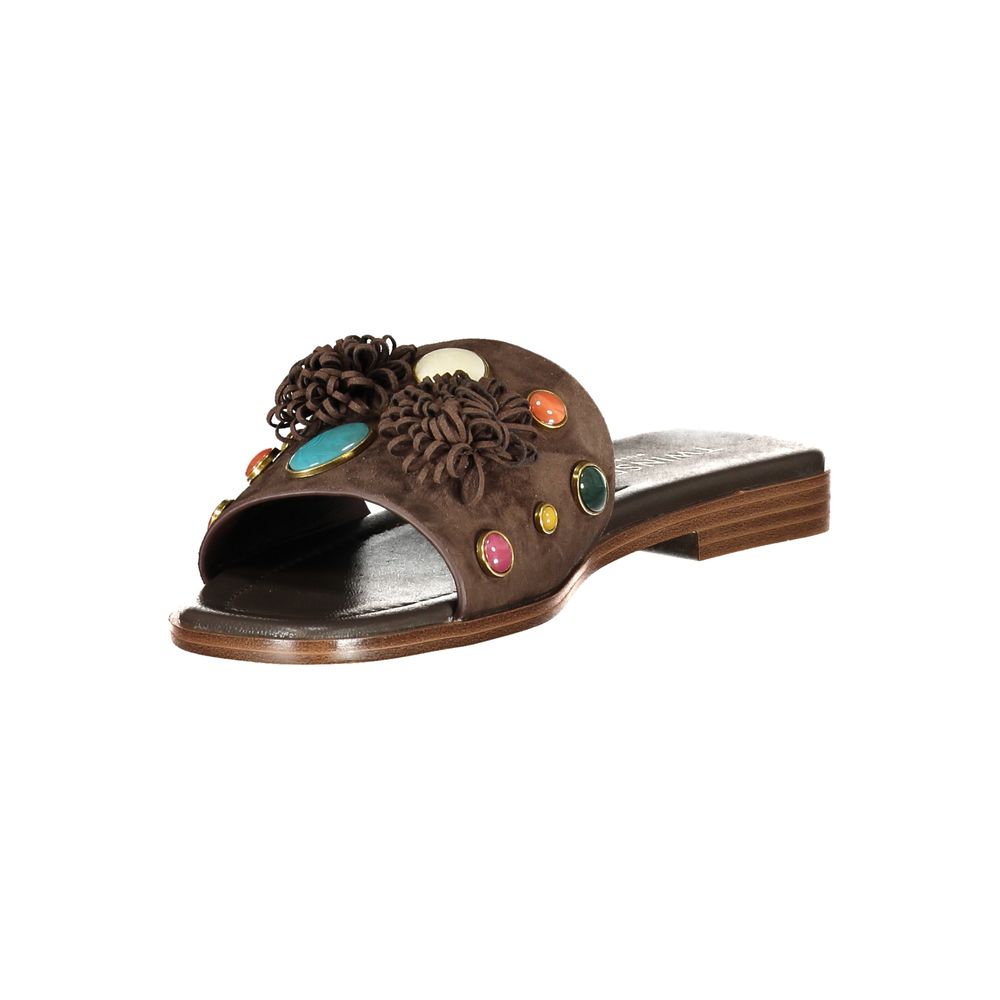 Twinset Marrone Leather Women Slipper - ClickThatClicks 