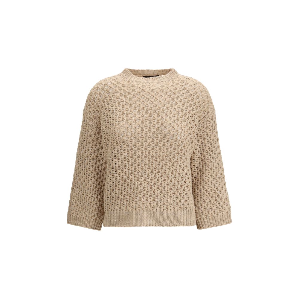 Fabiana Filippi Beige Fleece Wool Sweatshirt - ClickThatClicks 