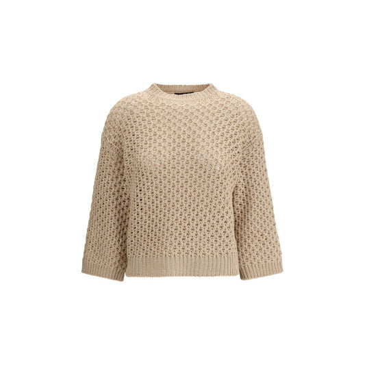 Fabiana Filippi Beige Fleece Wool Sweatshirt - ClickThatClicks 