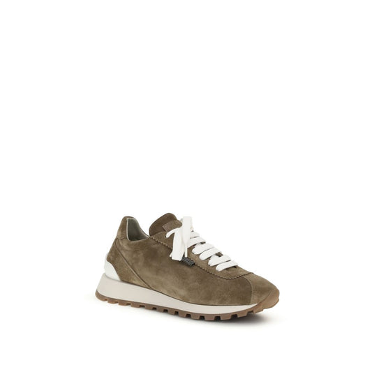 Brunello Cucinelli Brown Calf Leather Bos Taurus Platform Sneakers - ClickThatClicks 
