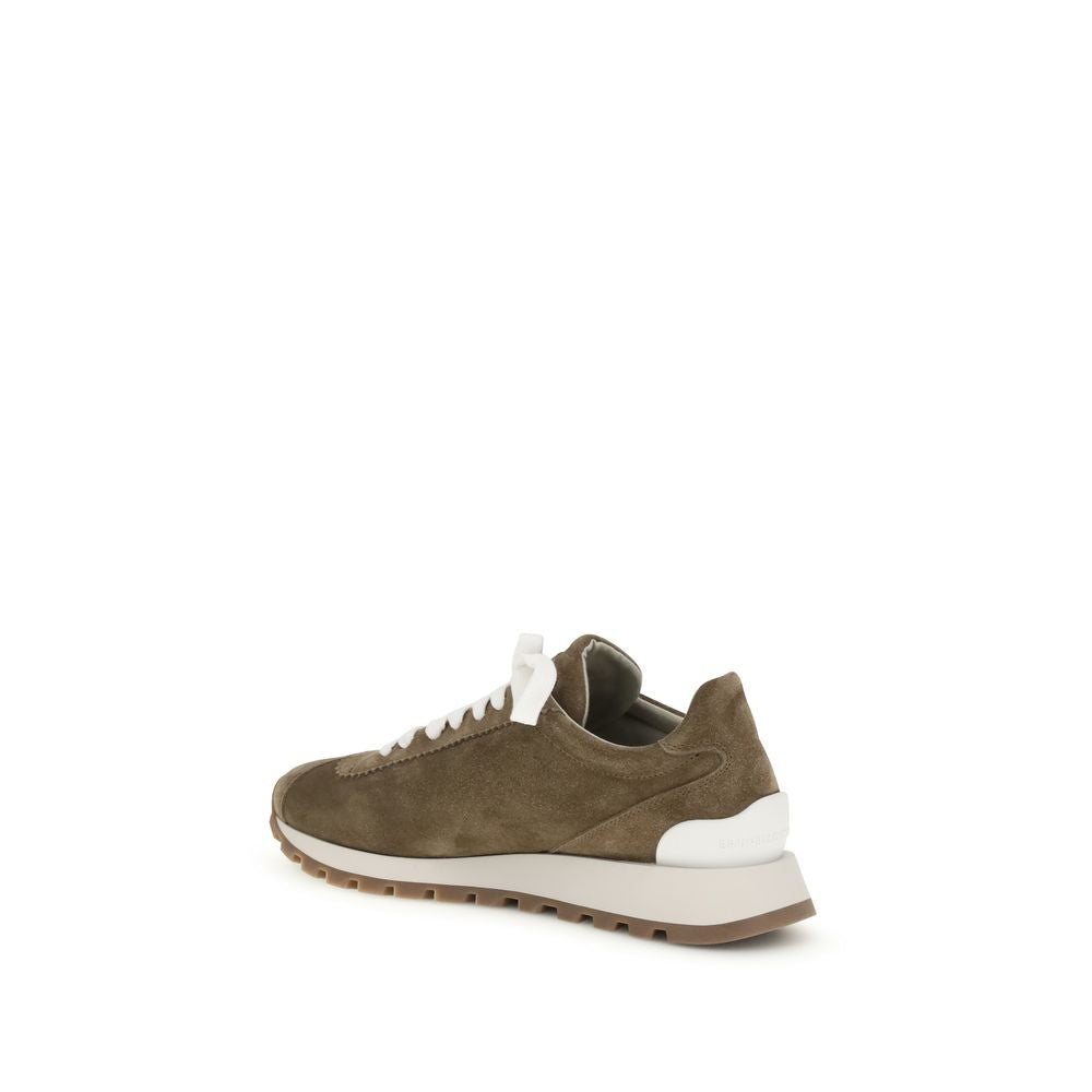 Brunello Cucinelli Brown Calf Leather Bos Taurus Platform Sneakers - ClickThatClicks 