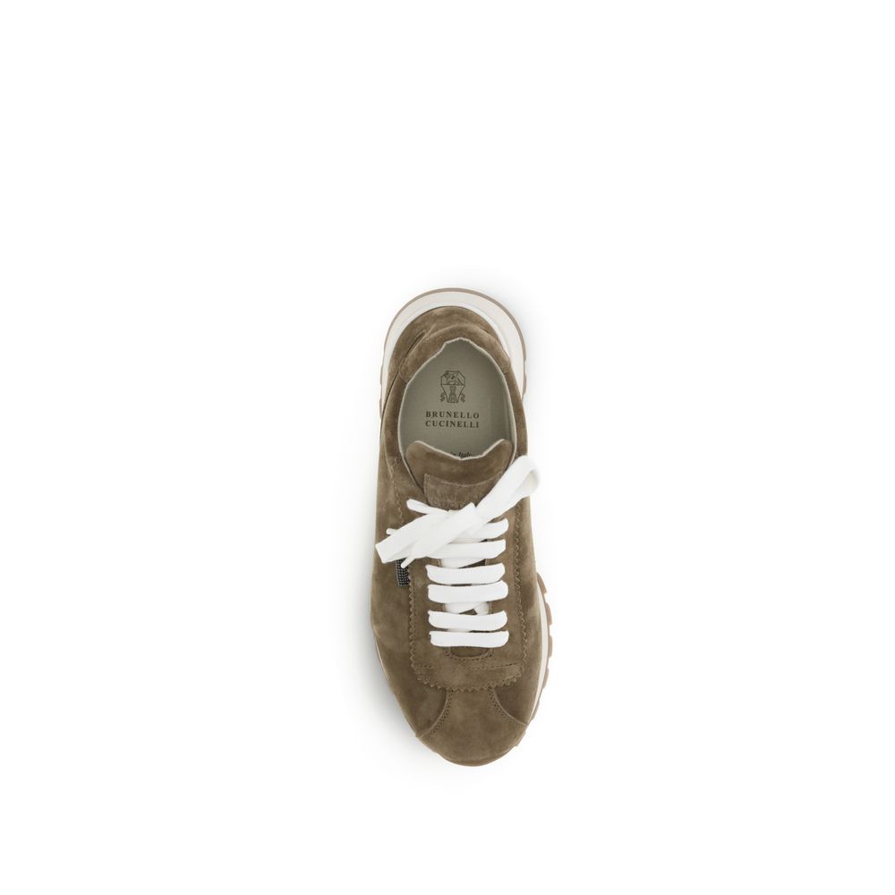 Brunello Cucinelli Brown Calf Leather Bos Taurus Platform Sneakers - ClickThatClicks 