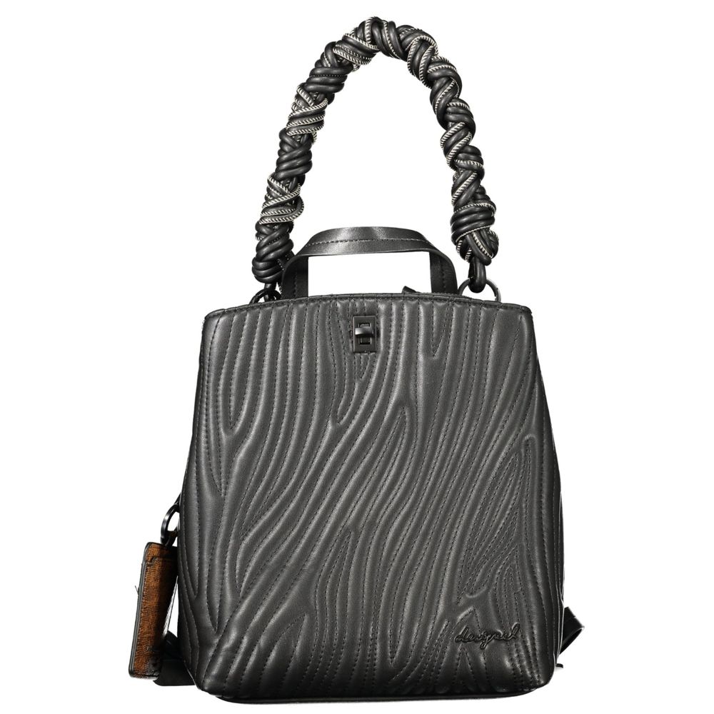 Desigual Black Polyurethane Women Mini Backpack - ClickThatClicks 