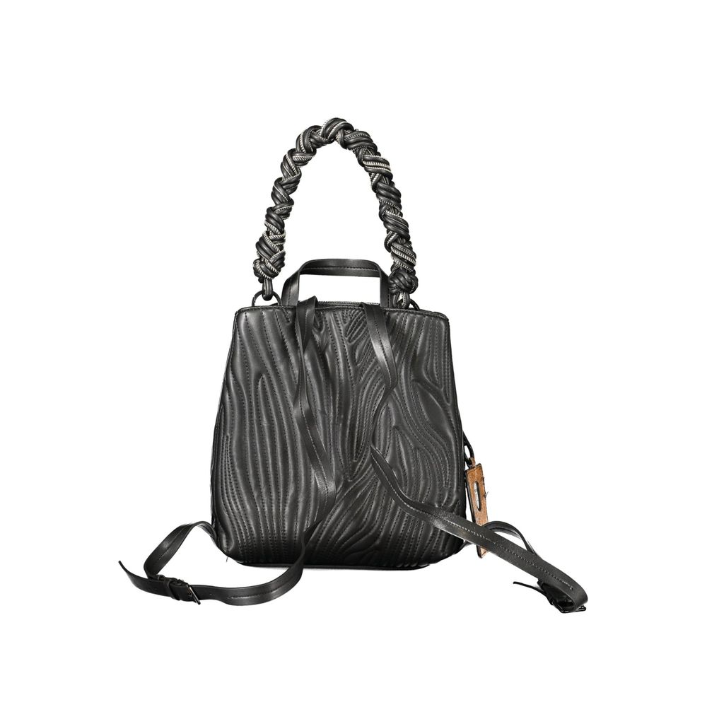 Desigual Black Polyurethane Women Mini Backpack - ClickThatClicks 