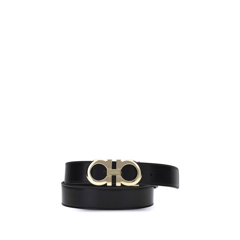 Ferragamo Black Calf Leather Bos Taurus Regular Belt - ClickThatClicks 