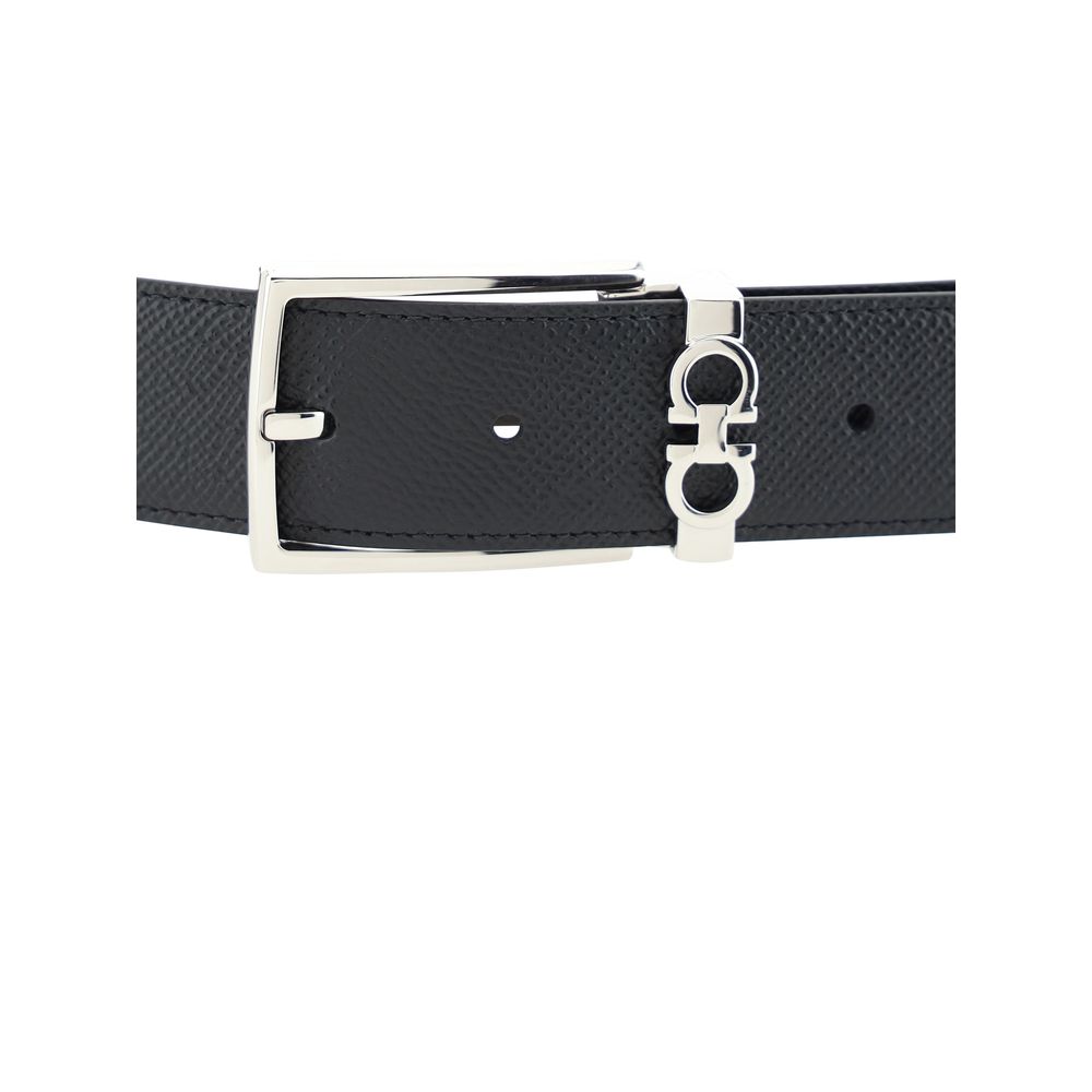 Ferragamo Black Calf Leather Bos Taurus Regular Belt - ClickThatClicks 