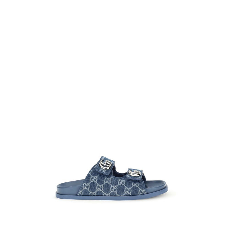 Gucci Blue Cotton Flat Sandals