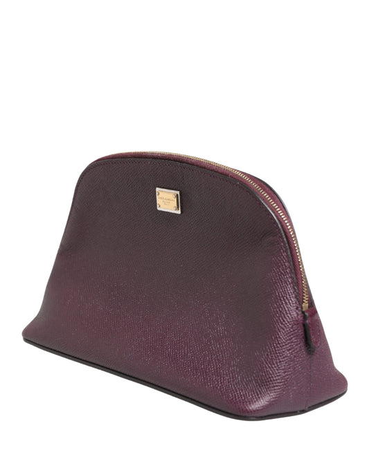 Dolce & Gabbana Dark Purple Leather DG Logo Zip Around Hand Purse Wallet