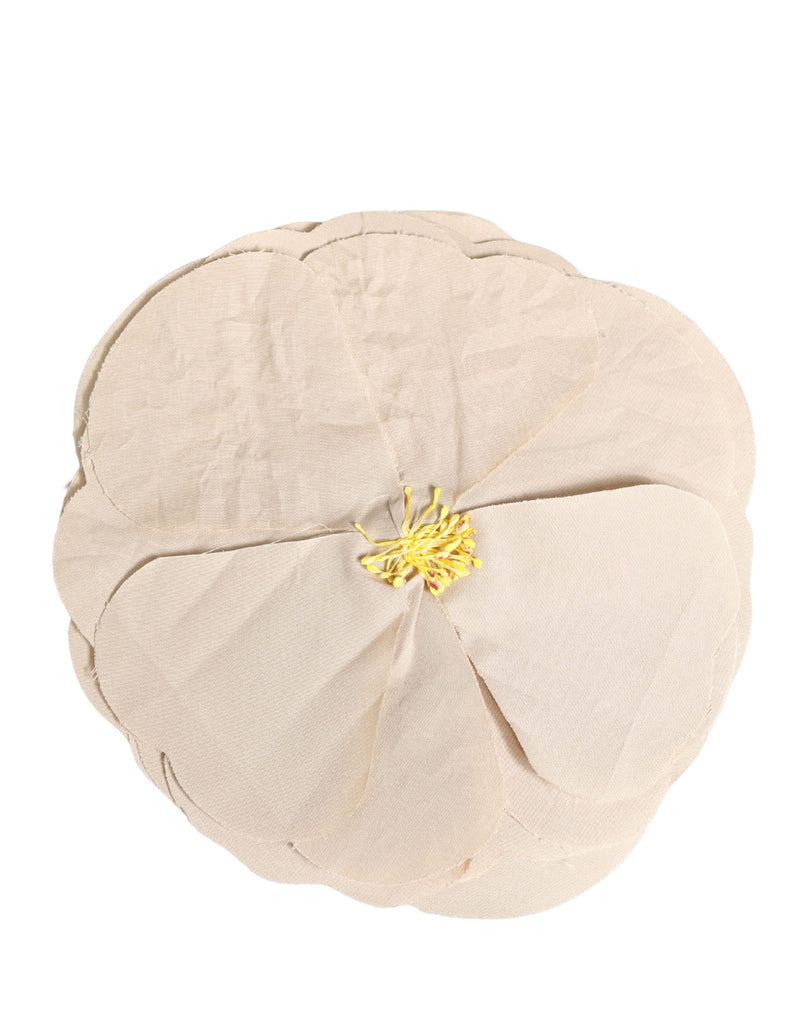 Dolce & Gabbana Beige Floral Motif Silk Blend Poplin Fabric Pin  Brooch