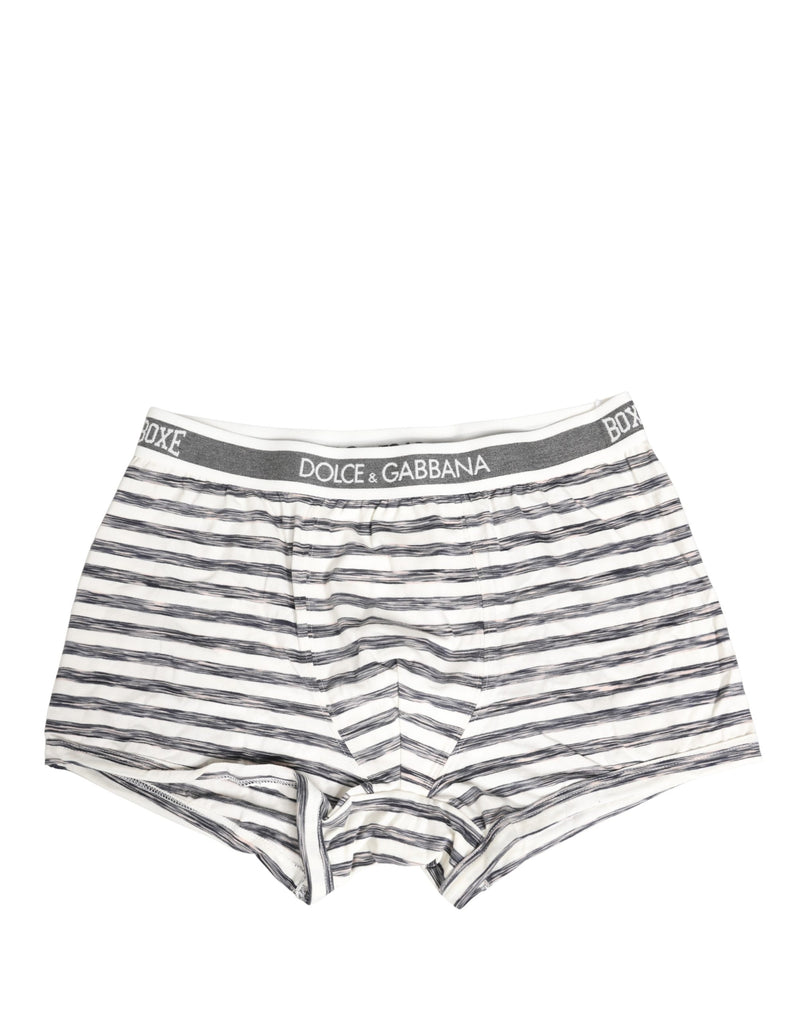 Dolce & Gabbana Gray White Stripes Men Regular Boxer Underwear