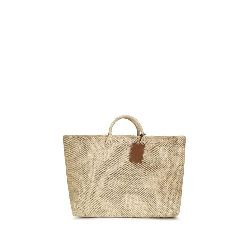 Manebi Beige Raffia Handbag