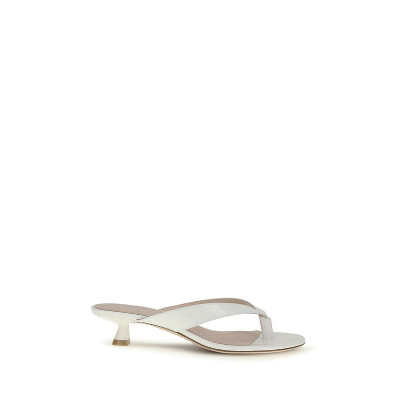 Stuart Weitzman White Calf Leather Bos Taurus Sandals