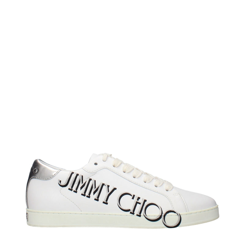 Jimmy Choo White Leather Low Top Sneakers