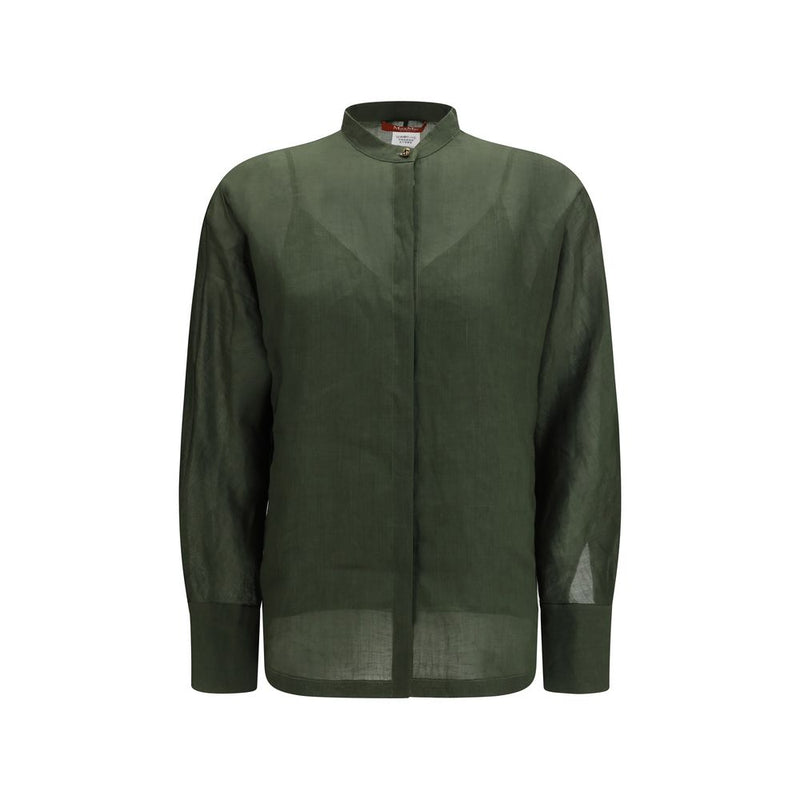 Max Mara Bicolor Ramie Dress Shirt