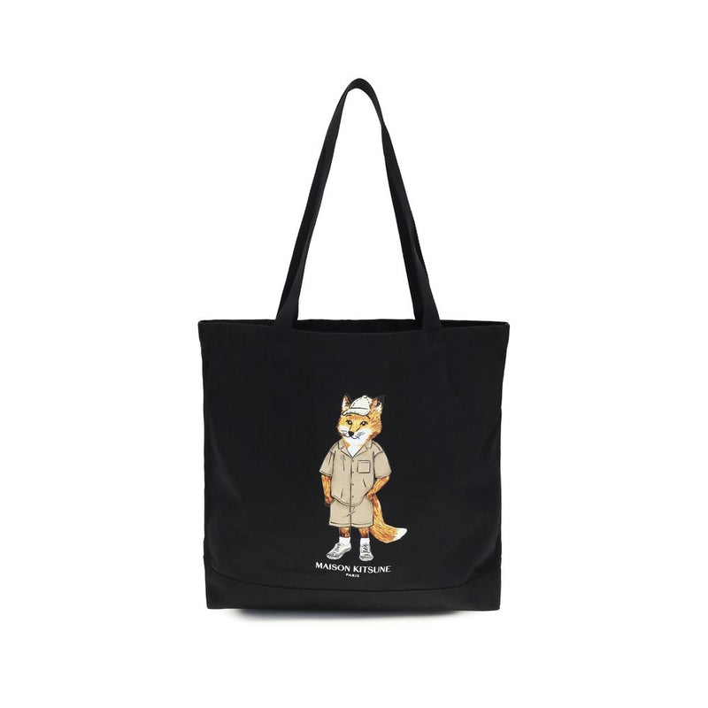 Maison Kitsuné Black Cotton Handbag