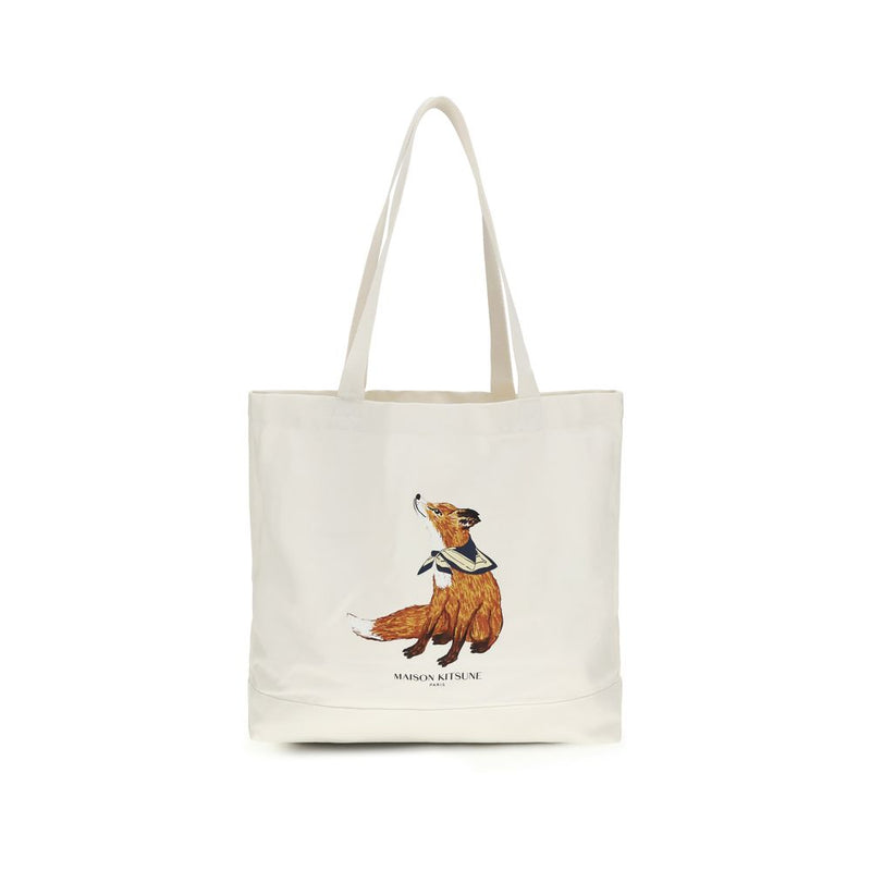 Maison Kitsuné Beige Cotton Handbag