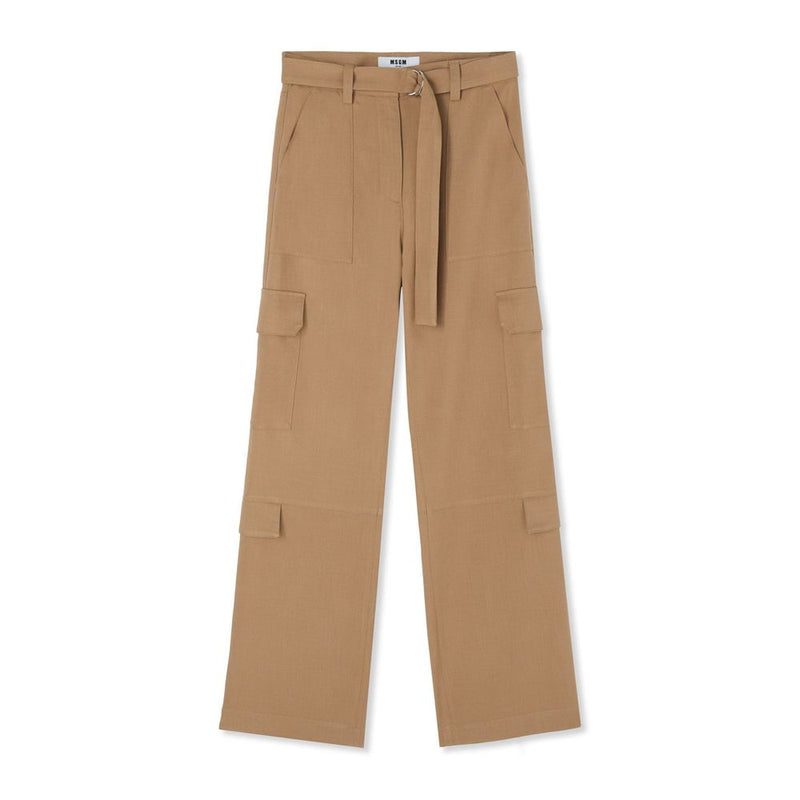 MSGM Beige Viscose Cargo Pants