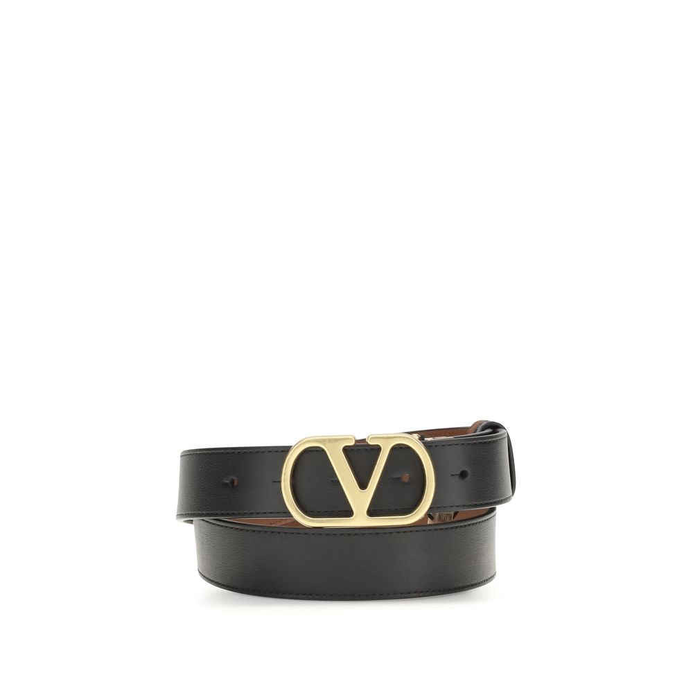 Valentino Garavani Black Calf Leather Bos Taurus Regular Belt