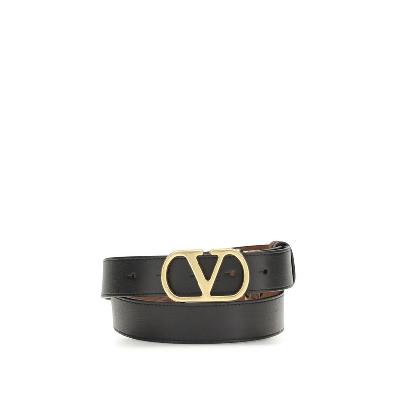 Valentino Garavani Black Calf Leather Bos Taurus Regular Belt