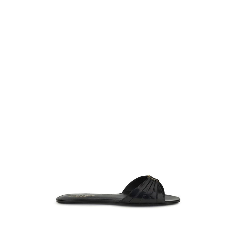 Saint Laurent Black Calf Leather Bos Taurus Sandals