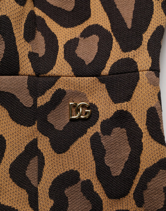 Dolce & Gabbana Brown Leopard Jacquard Knee Length Dress