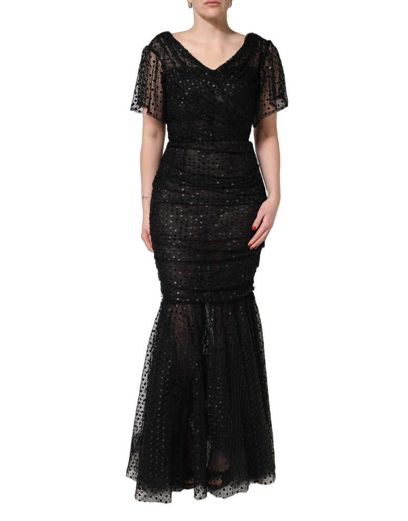 Dolce & Gabbana Black Sequinned Mermaid Evening Gown Dress