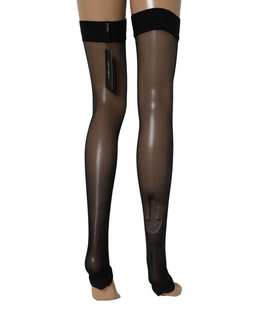 Dolce & Gabbana Black Sheer Nylon Thigh High Stockings Socks