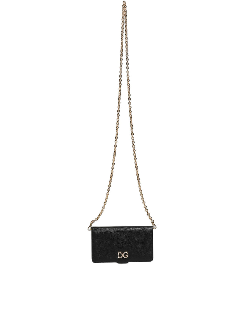 Dolce & Gabbana Case Flip Cover Black Calf Leather iPhone X - XS Phone