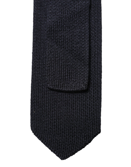 Dolce & Gabbana Dark Blue Solid 100% Silk Adjustable Men Necktie Tie