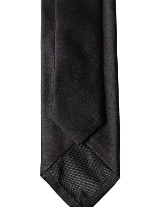 Dolce & Gabbana Black Solid 100% Silk Adjustable Men Tied Necktie Tie