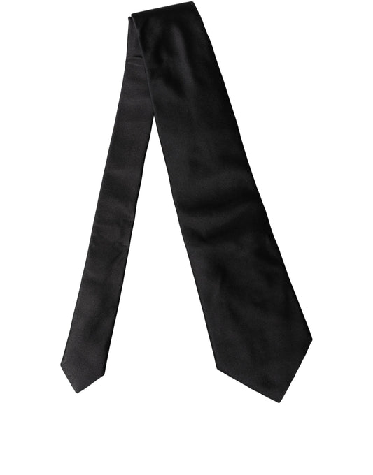 Dolce & Gabbana Black Solid Satin Silk Adjustable Women Necktie Tie