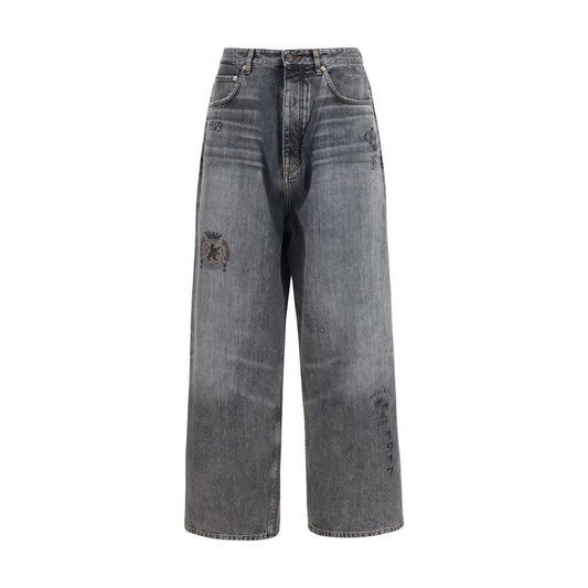 Balenciaga Gray Cotton Relaxed Fit Jeans