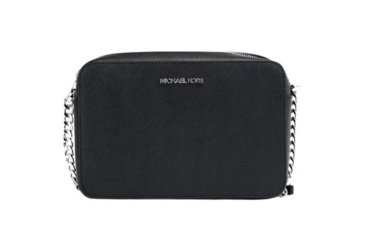 Michael Kors Jet Set Large East West Black Saffiano Leather Crossbody Handbag