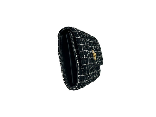 Versace Wallet On A Chain Fabric Black Crossbody Bag