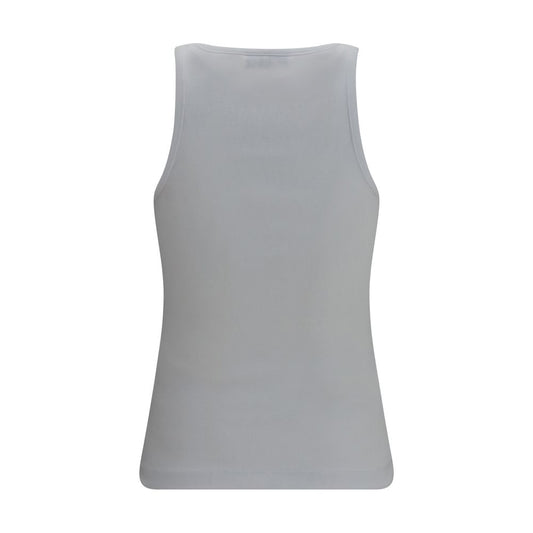 Ganni White Cotton Sleeveles T-Shirt