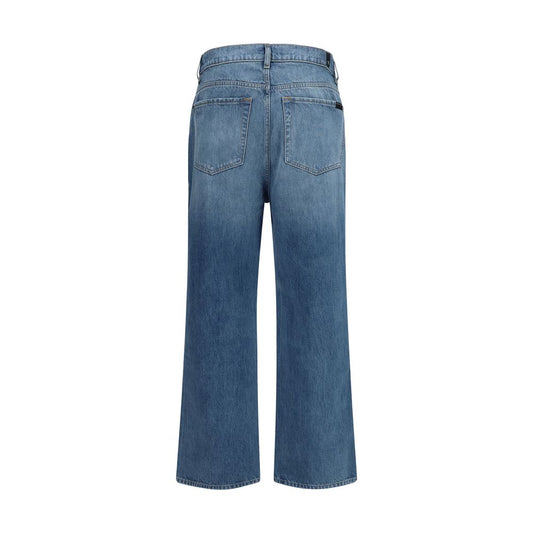 7FOR Blue Cotton Relaxed Fit Jeans