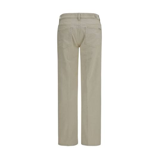 7FOR Beige Cotton Straight-Leg Jeans