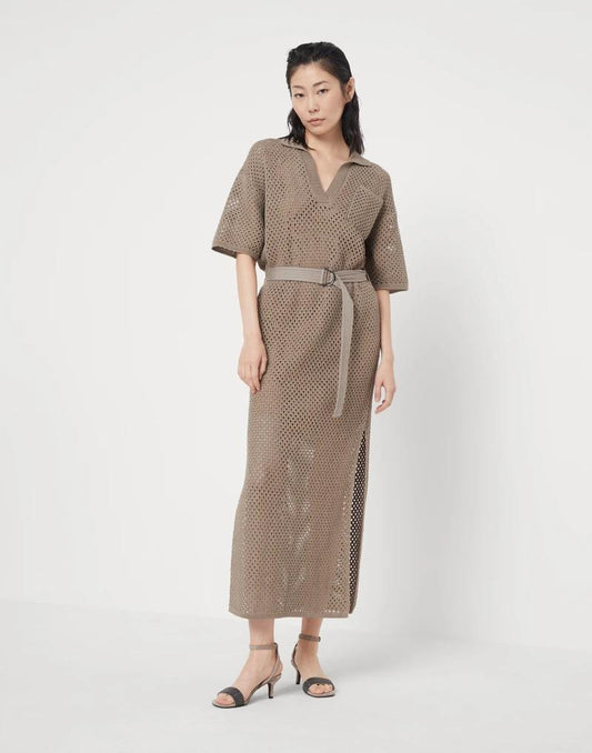 Brunello Cucinelli Brown Cotton Casual Dress