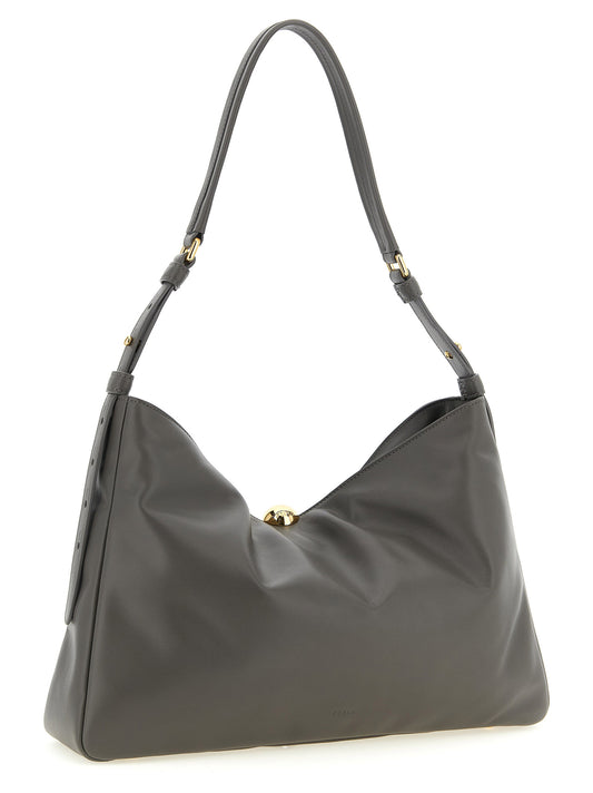 Furla Gray Calfskin Shoulder Bag