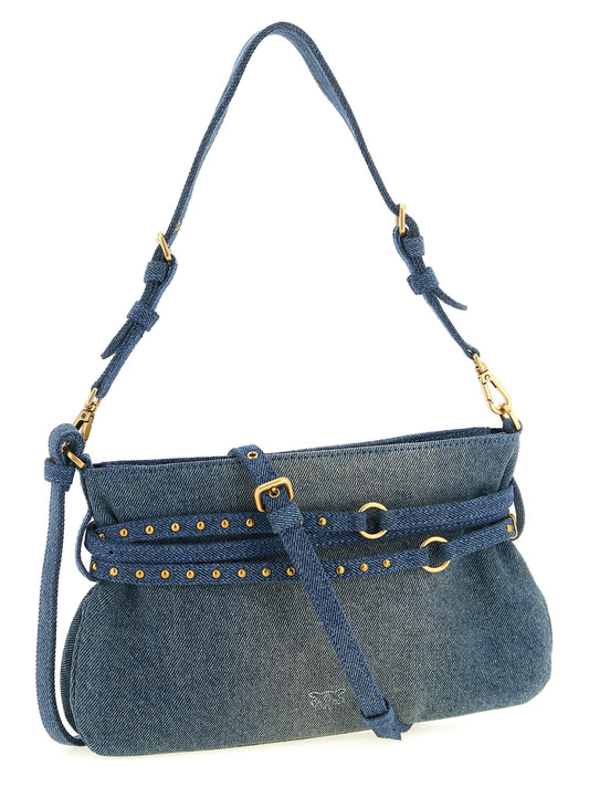 PINKO Blue Cotton Shoulder Bag