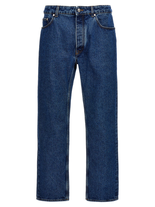 Palm Angels Blue Cotton Straight-Leg Jeans