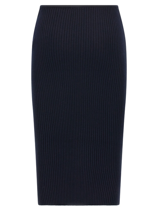 Courrèges Blue Viscose Midi Skirt