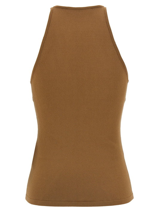 Max Mara Brown Viscose Sleeveles T-Shirt