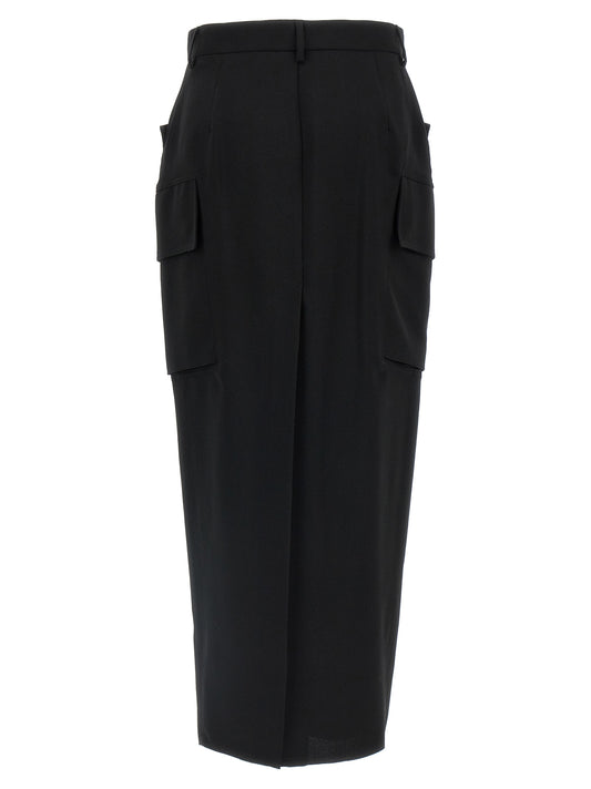 Rick Owens Black Wool Midi Skirt