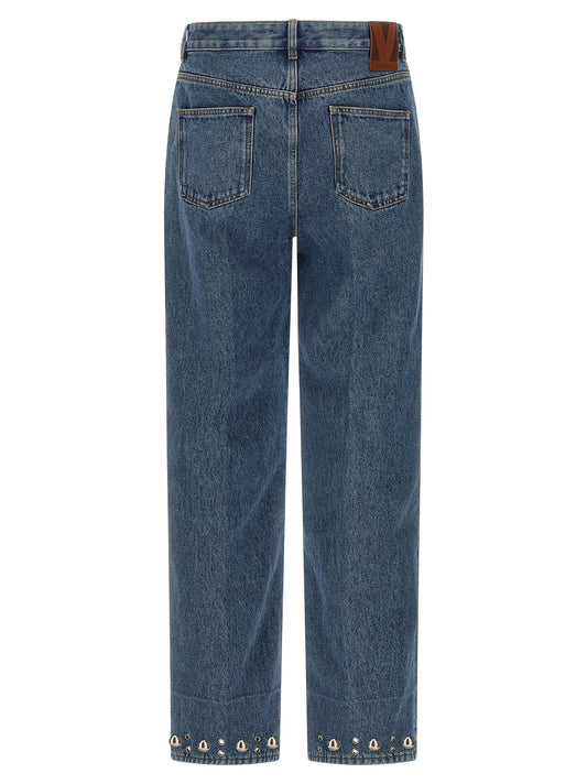 Valentino Garavani Blue Cotton Straight-Leg Jeans