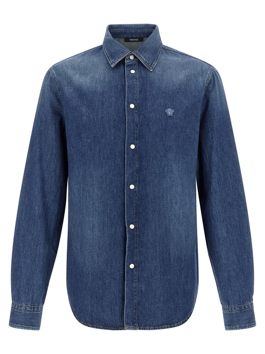 Versace Blue Cotton Blouse