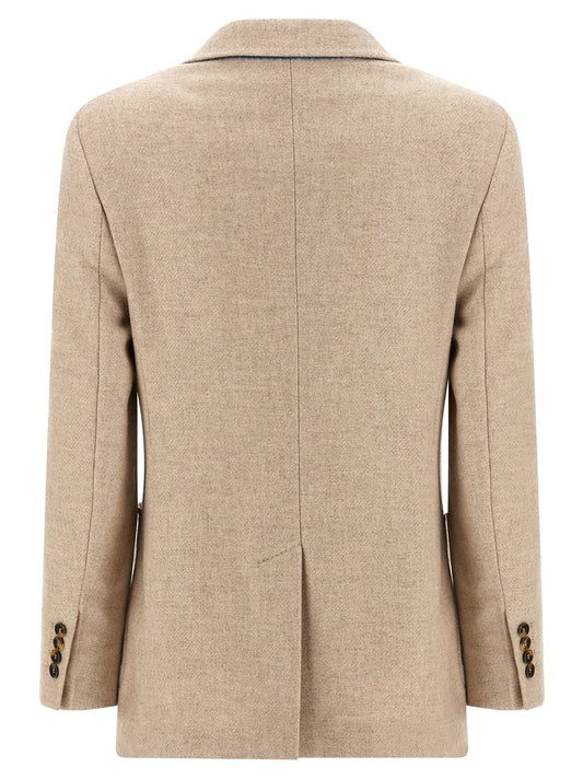 Max Mara Beige Alpaca Leather Blazer