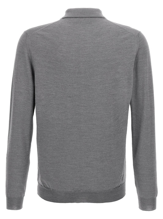 ZANONE Gray Cashmere Polo Shirt