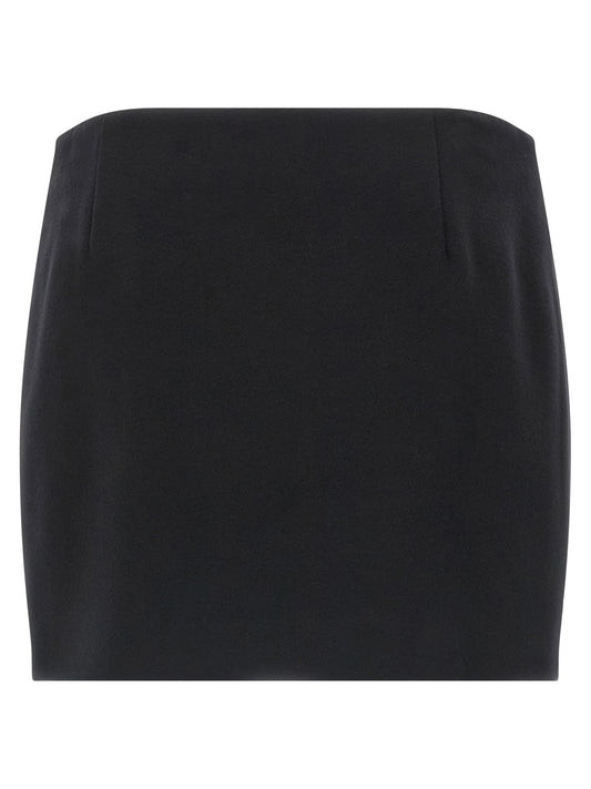Ferragamo Black Virgin Wool Long Skirt