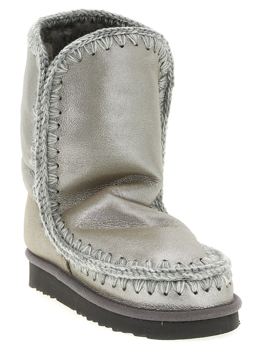 Mou Silver Lambskin Ankle Boots